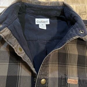Carhartt Men's Gray and Black Plaid Shirt Jacket